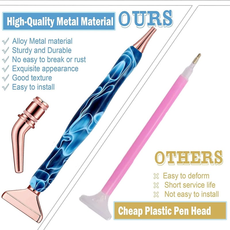 Heyseri Diamond Art Pens Tools, Ergonomic Diamond Painting Pen Kits with Steel Metal Tip, Art Tool Accessories Drill Bead Dot Pens for 5D Diamonds Paint (Blue-Gold) - Image 5